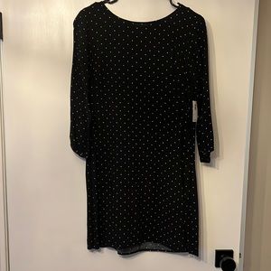 Old Navy long sleeve black dress with white polka dots